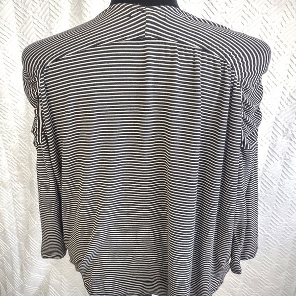 Bordeaux | Anthropologie Hadley Tie Front Top 3/4 Sleeve - Picture 3 of 7